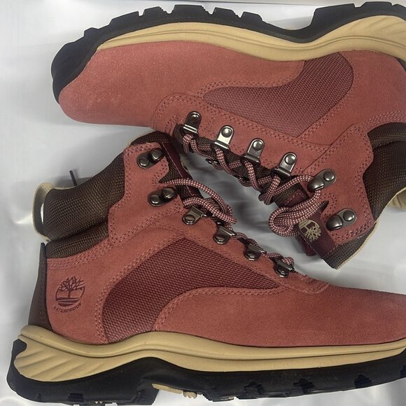 TIMBERLAND WOMEN'S WHITE LEDGE MID LC WATERPROOF BOOT HK MD RED SUEDE A2KNT-ET0 - Picture 6 of 8